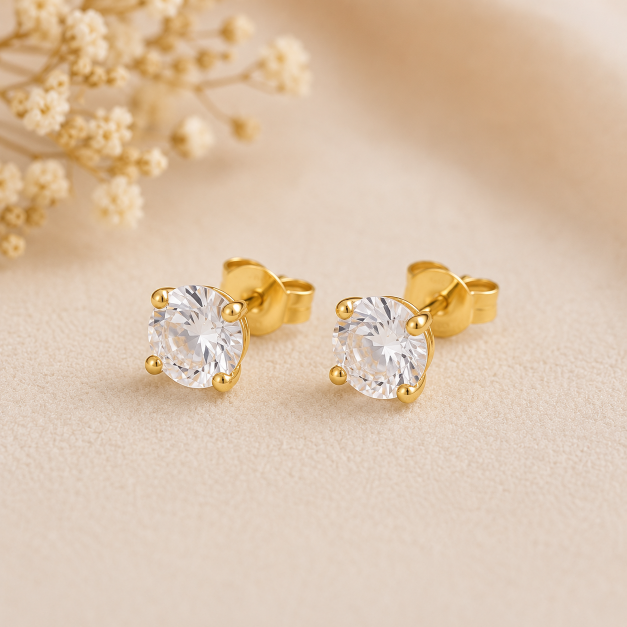 Elegant Gold-Plated Crystal Stud Earrings for Women
